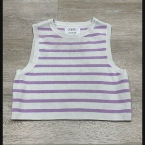 Zara Lavender and White Striped Top